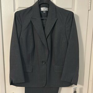 Gray with pinstripes plus size 2 piece suit for work or interviews.